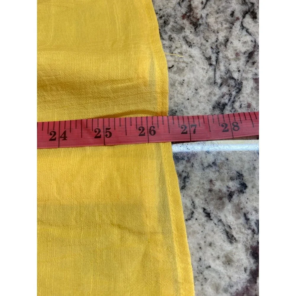 Kim Rogers Womens Blouse Medium Yellow Button-Down Bell Sleeves Lace Trim Retro_10